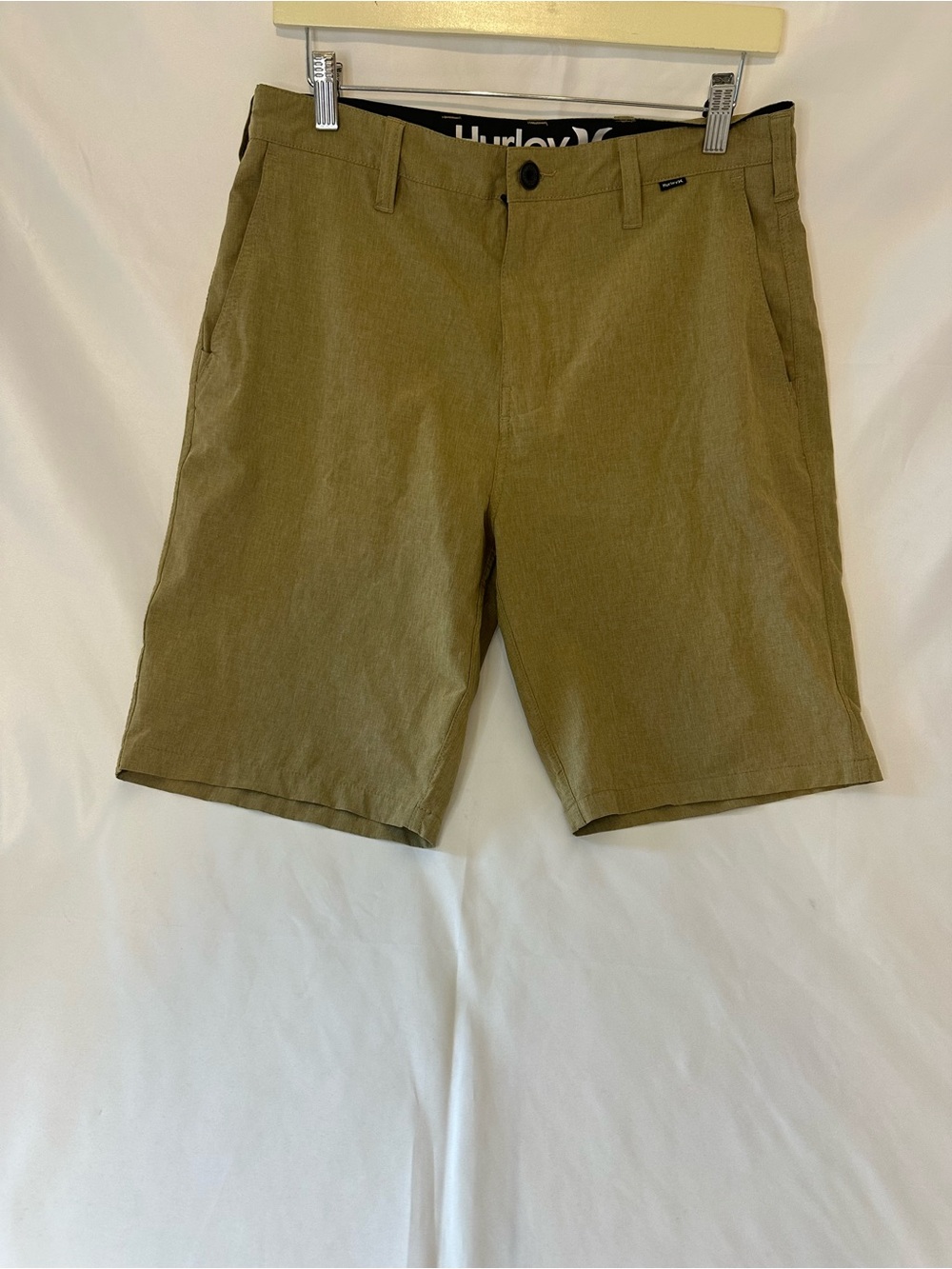 Hurley Phantom Men’s khaki Chino Shorts Flat Front Stretch Pockets size 31